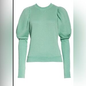 Ulla Johnson Puff Sleeve Crewneck Sweatshirt- Light Green